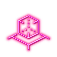 Augmented reality line icon. VR simulation sign. 3d cube. Neon light effect outline icon.