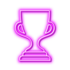 Award cup line icon. Winner Trophy. Neon light effect outline icon.