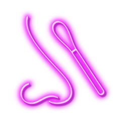Nasal swab test line icon. Nose with cotton swab sign. Neon light effect outline icon.