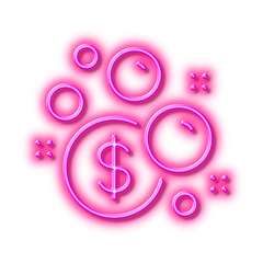 Launder money line icon. Cash corruption sign. Neon light effect outline icon.