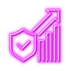 Security statistics line icon. Cyber defence sign. Neon light effect outline icon.