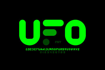 UFO font, experimental alphabet, letters and numbers vector illustration © piai