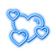 Hearts line icon. Favorite like sign. Neon light effect outline icon.