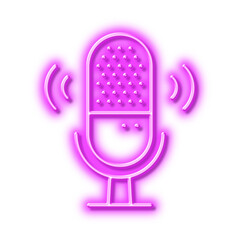 Microphone line icon. Studio mic sign. Neon light effect outline icon.