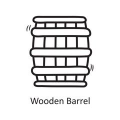 Wooden Barrel Vector Outline Icon Design illustration. Medieval Symbol on White background EPS 10 File