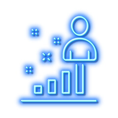 Stats line icon. Business management sign. Neon light effect outline icon.