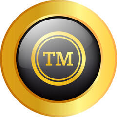 Copyright and registered trademark icon in golden colors. Trademark right license and intellectual property sign.
