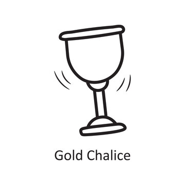 Gold Chalice Vector Outline Icon Design illustration. Medieval Symbol on White background EPS 10 File