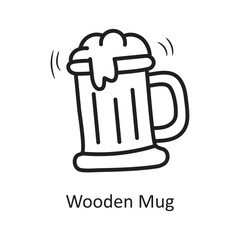 Wooden Mug Vector Outline Icon Design illustration. Medieval Symbol on White background EPS 10 File