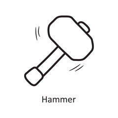 Hammer Vector Outline Icon Design illustration. Medieval Symbol on White background EPS 10 File