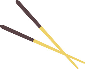 Wooden chopsticks flat icon Asian food utensil