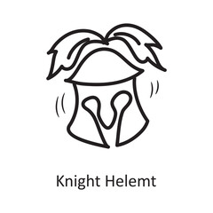 Knight helmet Vector Outline Icon Design illustration. Medieval Symbol on White background EPS 10 File