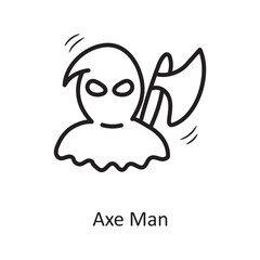 Axe Man Vector Outline Icon Design illustration. Medieval Symbol on White background EPS 10 File