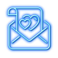 Love letter line icon. Valentine sign. Neon light effect outline icon.