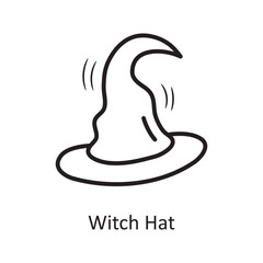 Witch Hat Vector Outline Icon Design illustration. Medieval Symbol on White background EPS 10 File
