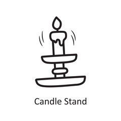  Candle Stand Vector Outline Icon Design illustration. Medieval Symbol on White background EPS 10 File