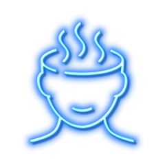 Stress line icon. Anxiety or Think worry sign. Neon light effect outline icon.