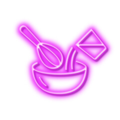 Cooking whisk line icon. Cutlery sign. Food mix. Neon light effect outline icon.