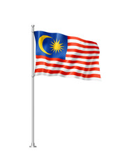 Malaysian flag isolated on white