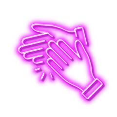 Clapping hands line icon. Clap sign. Neon light effect outline icon.