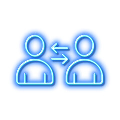 Teamwork line icon. Profile Avatar sign. Neon light effect outline icon.