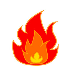 Bright vector fire icon. Transparent background.