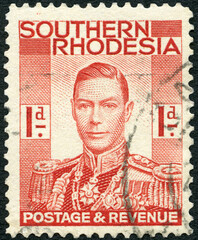 SOUTHERN RHODESIA - 1937: shows shows portrait of King George VI (1885-1952), 1937