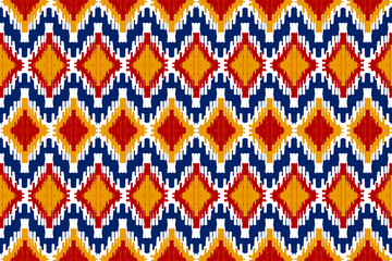 Ethnic ikat seamless pattern in tribal. Aztec geometric ethnic ornament print. Ikat pattern style. Design for background, wallpaper, illustration, fabric, clothing, carpet, textile, batik, embroidery.