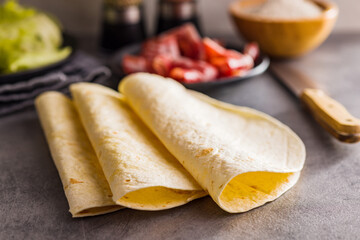 Mexican Corn Tortillas on kitchen table.