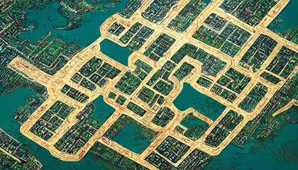 Obraz premium 地図背景イラスト