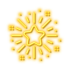 Twinkle star line icon. Best ranking sign. Neon light effect outline icon.