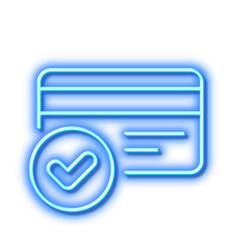Approved credit card line icon. Accepted payment methods sign. Neon light effect outline icon.