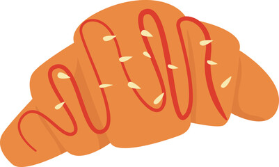 Tasty croissant with topping flat icon Fragrant baking