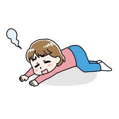 やる気がなくてだるい女性のイラスト