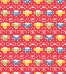 Japanese Pretty Flower Bud Motif Vector Seamless Pattern