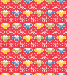 Japanese Pretty Flower Bud Motif Vector Seamless Pattern