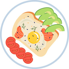 Tasty breakfast flat icon Egg with vegetables