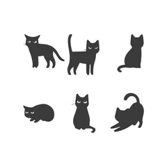 set of cats silhouettes
