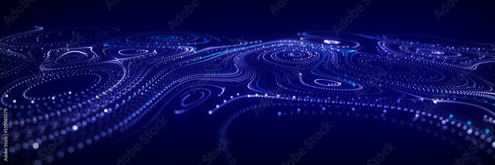 Poster futuristic digital data flow. the concept of a flexible structure of internet data in cyberspace. vi