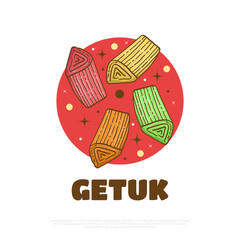 Illustration of Getuk, Indonesian Traditional Food or Snack Made from Cassava with Mixed Grated Coconut