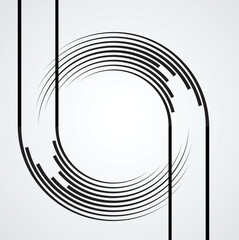 Lines in Circle Form . Spiral Vector Illustration .Technology round Logo . Design element . Abstract Geometric shape . Striped border frame for image
