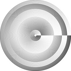 Lines in Circle Form . Spiral Vector Illustration .Technology round Logo . Design element . Abstract Geometric shape . Striped border frame for image
