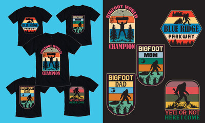 Bigfoot t-shirt design, Vintage bigfoot vector, Creative bigfoot bundle