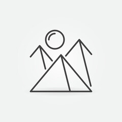 Egypt Pyramids and Sun vector Egyptian Landscape concept line icon or symbol