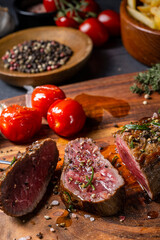 beef steak with mixed pepper and herbs