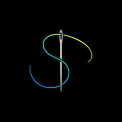 Needle for Sewing vector Tailoring concept colorful icon or sign