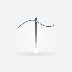 Needle with Blue Thread vector simple icon - Needlework sign