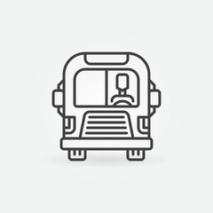 School Bus with Driver outline vector concept icon or sign
