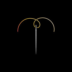 Sewing Needle with Yellow Thread vector modern icon or sign