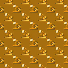 Sphinx and Egypt Pyramid vector geometric colored seamless pattern